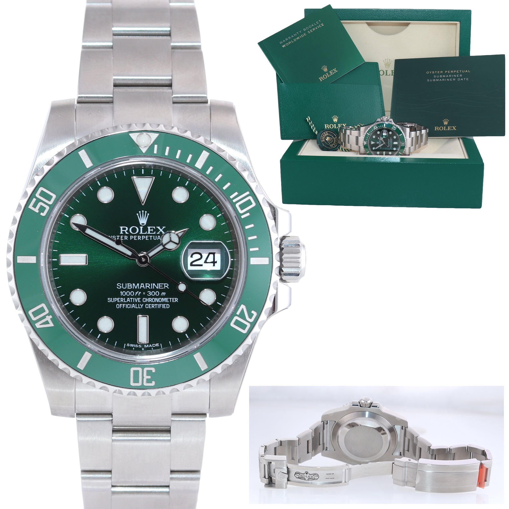 NEW STICKERED Rolex Submariner Date Hulk 116610 LV Green Ceramic 40mm