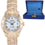 Ladies Rolex DateJust Pearlmaster 80318 29mm 18k Gold White Roman Diamond Watch