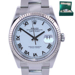2020 NEW Rolex DateJust White Roman 36mm 126234 Steel White Gold Fluted Watch