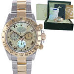 PAPERS Rolex Daytona CHAMPAGNE MOP Roman Two Tone 116523 Yellow Gold Watch