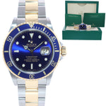 2002 Rolex Submariner 16613 Two Tone Steel Yellow Gold Blue Sunburst 40mm Watch