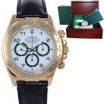 Rolex Daytona Zenith 16518 White Dial 18k Yellow Gold 40mm Leather Watch Box