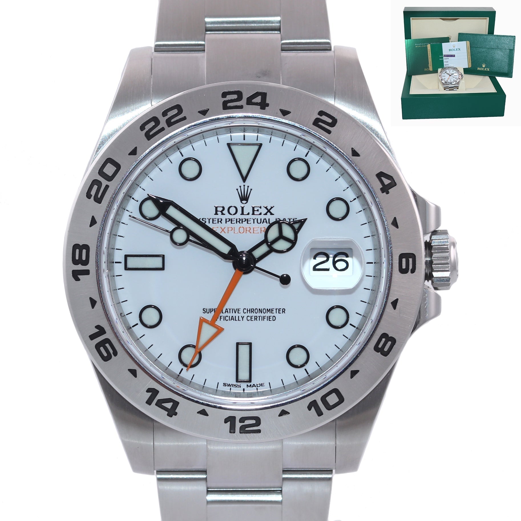 MINT 2020 PAPERS Rolex Explorer II 42mm 216570 Polar White Dial Steel Watch Box