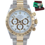 MINT Rolex Daytona 16523 Zenith Two Tone 18 Yellow Gold White Dial SEL Bracelet