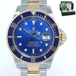 PAPERS 2003 MINT Rolex Submariner 16613 Two Tone 18k Gold Blue 40mm Watch Box