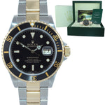 2004 GOLD BUCKLE Rolex Submariner 16613 Gold Steel Black Watch Box