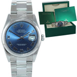 MINT 2004 Rolex DateJust 36mm 16200 Steel Blue Roman Dial Oyster Watch Box