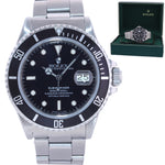RARE Rolex Submariner Date 168000 Steel Black 40mm Dive Watch Box
