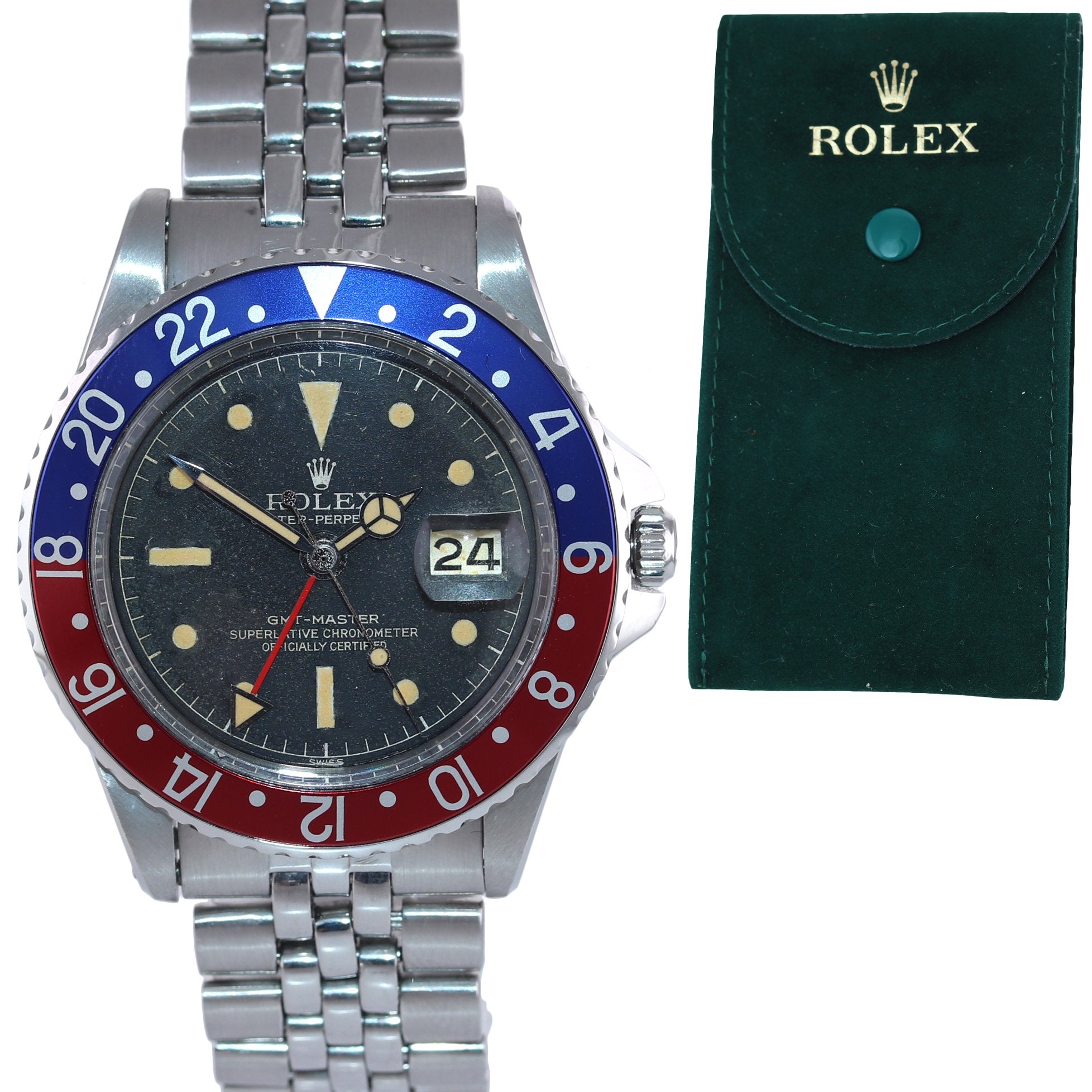 Gilt Era Rolex GMT Master Pepsi Blue Red Jubilee Matte Dial 1675 Steel