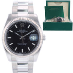 2014 Rolex Date 115234 Black Oyster Perpetual Fluted Watch Box