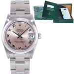 2005 PAPERS Ladies Rolex DateJust Mid-Size 31mm 78240 Steel Pink Roman Watch Box