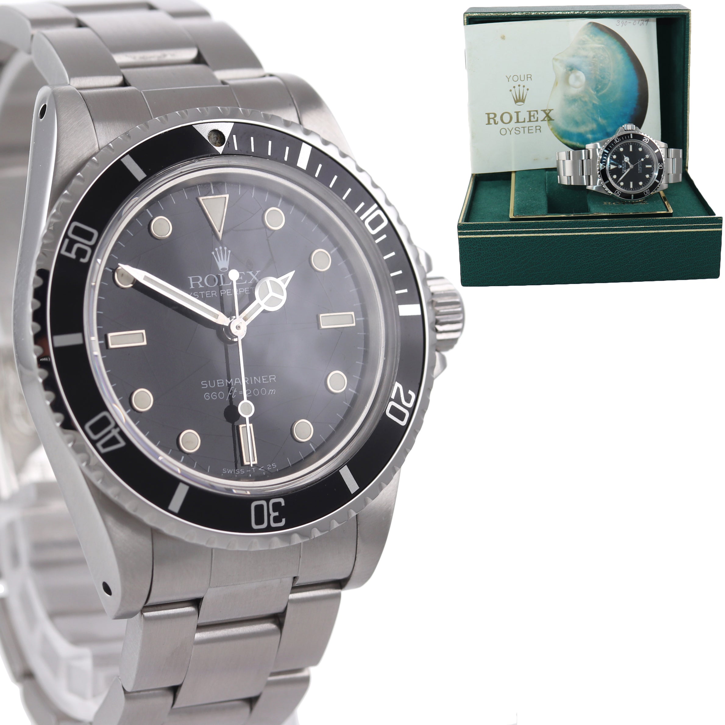 1984 Rolex Submariner 5513 Spider Dial 40mm Oyster Steel Watch Box