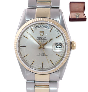 Tudor Prince Day-Date Steel 94510 36mm Champagne Stick Silver Automatic Watch