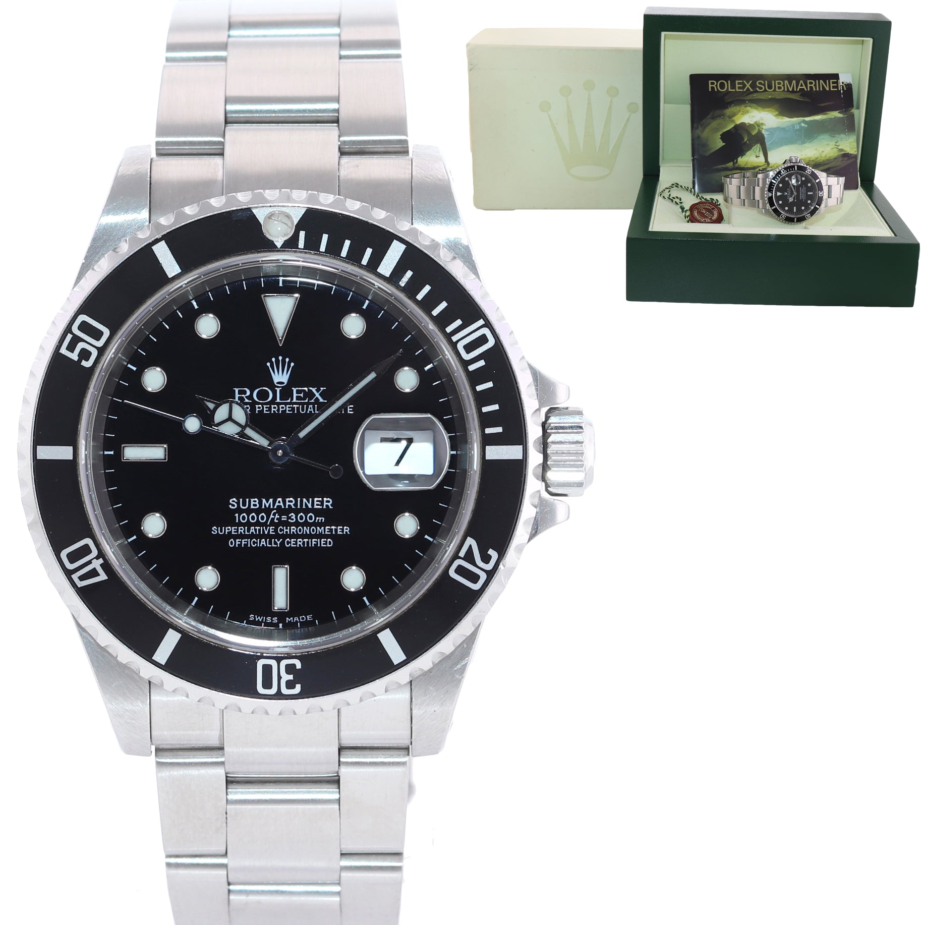 1999 Rolex Submariner Date 16610 Steel Black Dial 40mm Oyster Dive Wat