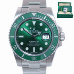 2015 MINT PAPERS Rolex Submariner Hulk 116610LV Green Dial Ceramic Watch Box