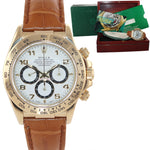 Rolex Daytona Zenith 16518 White Dial 18k Yellow Gold 40mm Leather Watch Box