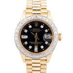 Rolex DateJust 6917 18K Yellow Gold DIAMOND Bezel Black Dial 26mm Watch BOX