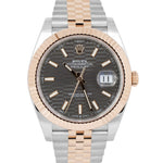 NEW JAN 2024 Rolex DateJust 41 SLATE GRAY MOTIF 18K Rose Gold JUBILEE 126331 B+P