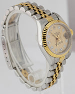 Rolex DateJust 26mm DIAMOND Champagne Two-Tone Jubilee NO-HOLES CASE Watch 79173