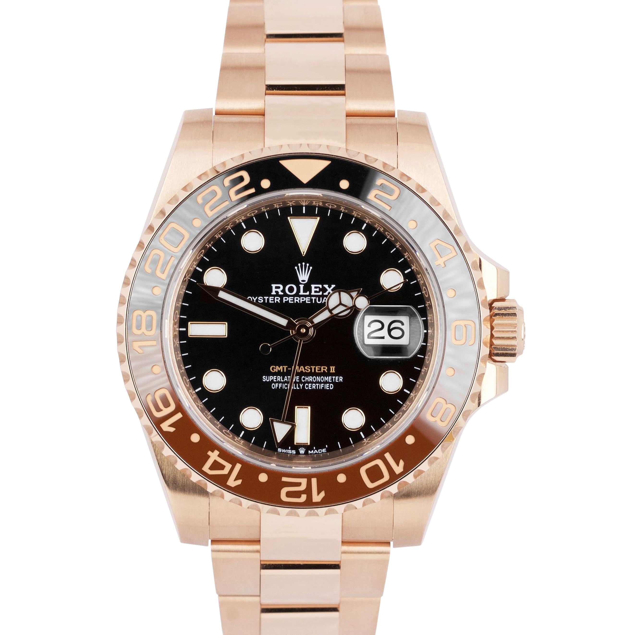 Rolex GMT-Master II 'ROOT BEER' Everose 18K Rose Gold Watch 126715 CHNR B+P