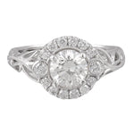 18k White Gold 0.77ct Diamond Milgrain Halo Engagement Ring 1.02ctw H SI1 Size 4