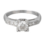 Antique Art Deco 14k White Gold Diamond Bridal Engagement Ring 0.85ctw