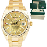AUGUST 2021 Rolex Sky-Dweller 18K Yellow Gold 42mm Champagne Stick Watch 326938