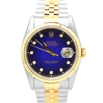 TOP CONDITION Rolex DateJust FACTORY Blue Diamond Vignette 36mm NO HOLES 16233