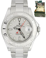 Rolex Yacht-Master Mid-Size Platinum Stainless Steel 35mm 168622 Date Watch B&P