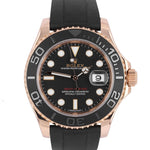 Men's Rolex Yacht-Master 18K Everose Gold Oysterflex Black Ceramic Watch 116655