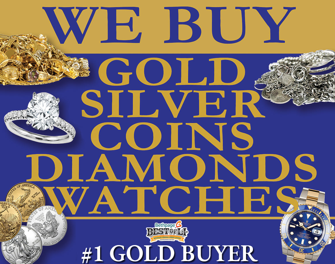 We Buy: Gold, silver, coins, watches, diamonds. #1 Gold Buyer